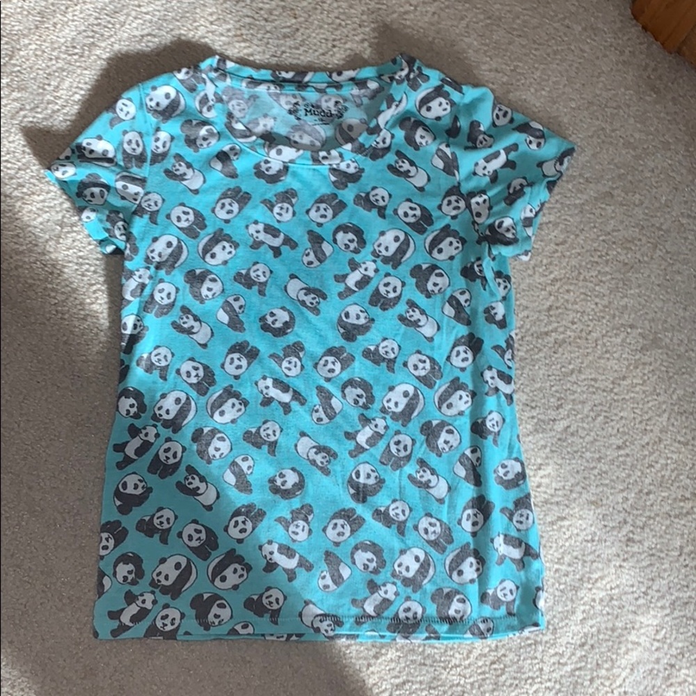 Soft blue top with panda pattern
